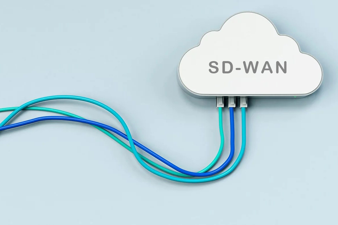 three cables plugged into a cloud shape labeled SD-WAN